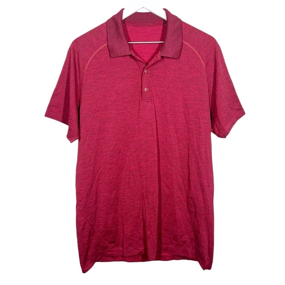 Lululemon Mens Metal Vent Tech Polo Shirt Bold Red Deep Rouge Size Large
